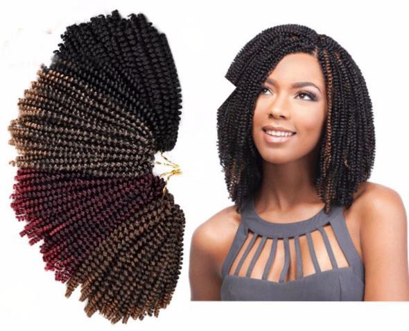 30Roots/Pcs Crochet Braids Hair Extensions Black/Bug/Brown Omber Color Spring Twist Hair Kinky Curly Twist Synthetic Hair 8 Inch FZP238