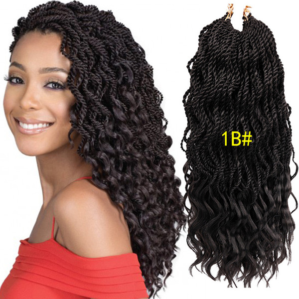 New Style! 18'' Wavy Senegalese Twist Crochet Hair Braids Wavy Ends Free Synthetic Hair Extensions Kanekalon Braiding Hair Dreadlocks Braids