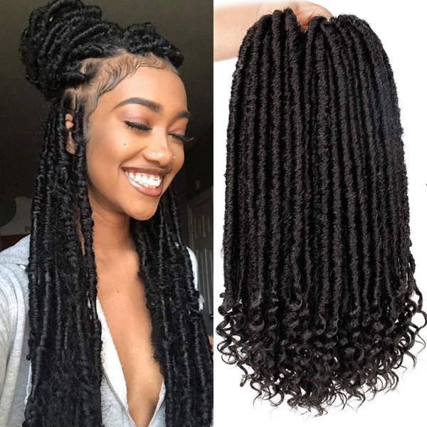 Hot! Goddess Faux Locs Crochet Hair 18 Inch Straight Goddess Locs with Curly Ends Synthetic Crochet Hair Braids for Black Women