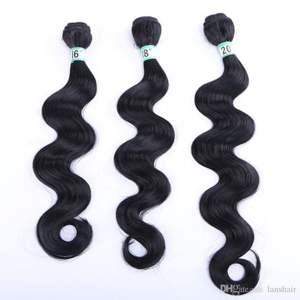 Synthetic Hair Weave Body Wave Hair Bundles Natural Black 3 Pieces Lot Synthetic Hair Extensions Weaves Machine One Weft