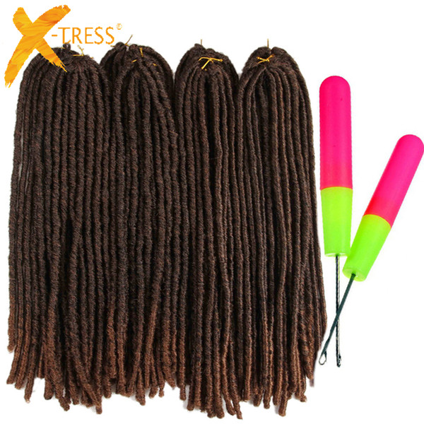 X-TRESS 26inch Soft Dreadlocks Crochet Braids Jumbo Dread Hairstyle Ombre Color Synthetic Faux Locs Braiding Hair Extensions