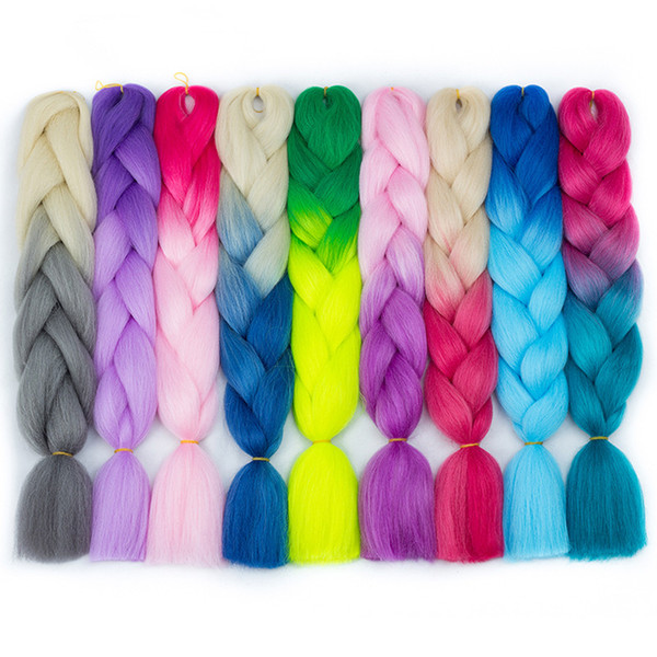 Ombre High Temperature Fiber Braiding Synthetic Crochet Jumbo Braids 24