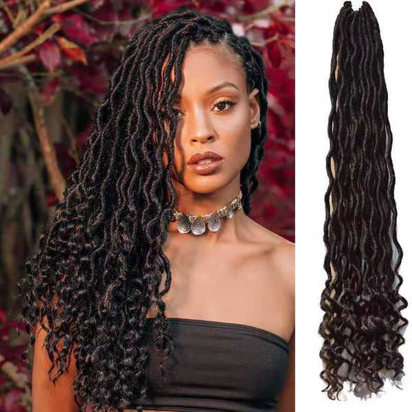 Ombre Curly Wavy Twist Braiding Hair Extensions African Roots Braid 24 Inch Goddess Faux locs Crochet Hair 3 Packs/Lot Soft Gypsy Dreadlocks