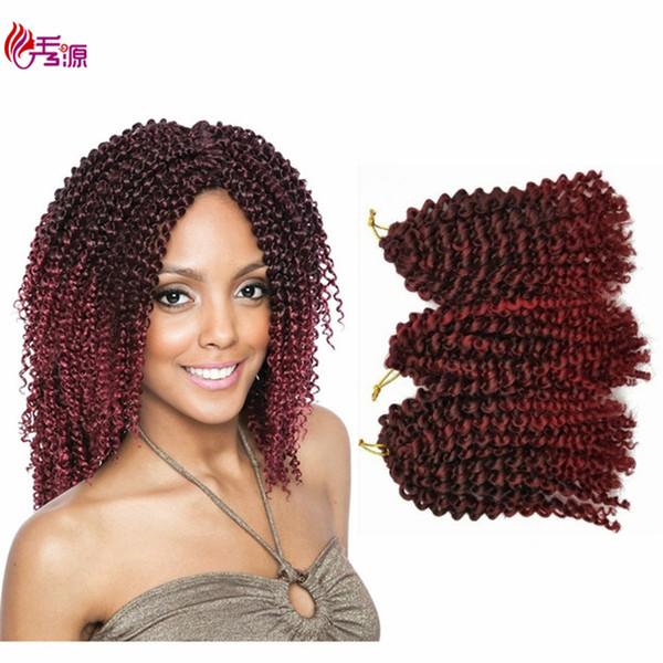 Hot Sell Malibob Crochet Hair 8inch Kinky Curly Marley Braid Kanekalon Synthetic Hair Extension Marlybob 3pcs/Lot Crochet Braids Hair