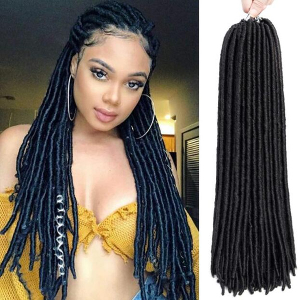 6 Packs Full Head Dreadlock Synthetic Hair Extensions Crochet Braids Soft Faux Locs Synthetic Braiding Bomba Dreadlock Express Shipping