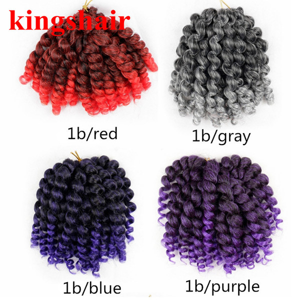 8'' Jumpy Wand Curl Jamaican Bounce Twist Ombre Gray Synthetic Braiding Hair Extension 20 Roods/Pack Crochet Braid Kanekalon Hair For Woman