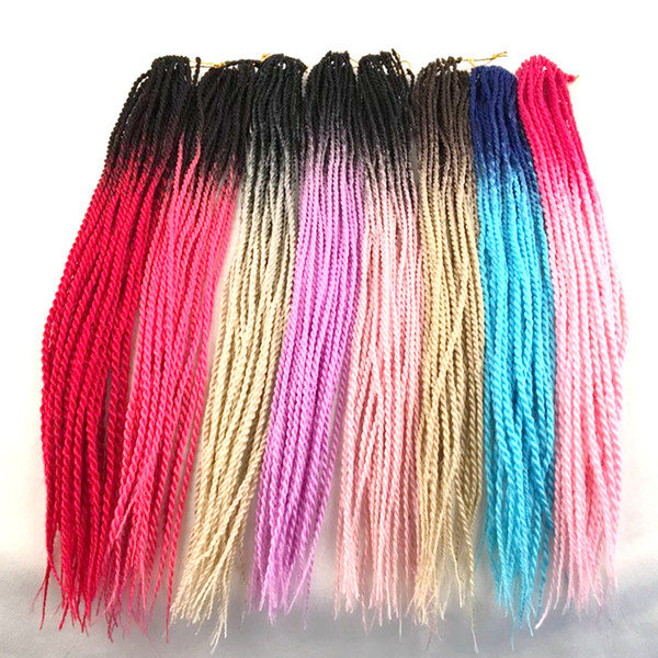 Synthetic Senegalese Twist Braiding Hair 24inch Ombre Two Color Crochet Braids Synthetic Hair Extensions More Colors