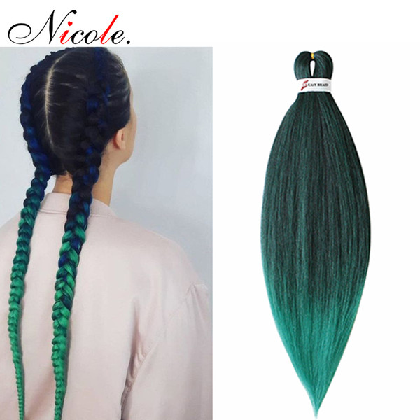 Nicole Pre Stretched Straight Crochet Hair Easy Jumbo Braids Ombre Heat Resistance Synthetic Fiber Hair Extension 26