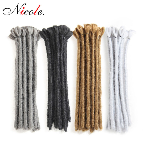 Nicole Dreads Handmade Dreadlocks Hair Extensions Black 15-30CM Hair Hip-Hop Style Dreadlock Extensions Synthetic Braiding Hair For Man