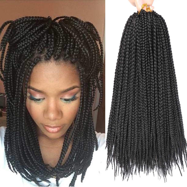 1Packs 14 Inch Medium Box Braids Crochet Hair Extensions Synthetic Hair Crochet Braids Kanekalon Jumpo Braiding Hair 20 Strands/pack