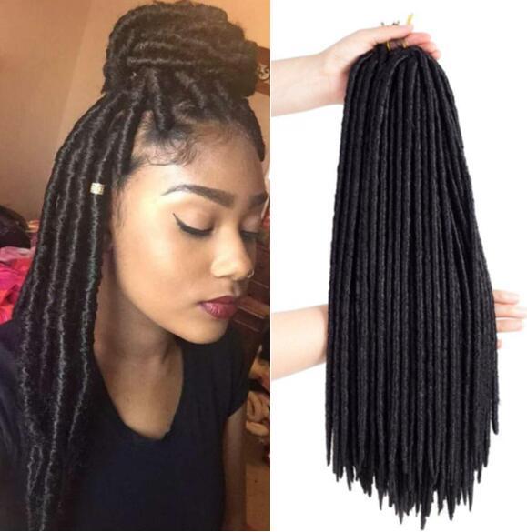 6 Packs 9A Black Full Head Dreadlocks Synthetic Hair Extensions Crochet Braids Soft Faux Locks Synthetic Braiding Hair Express Shiping