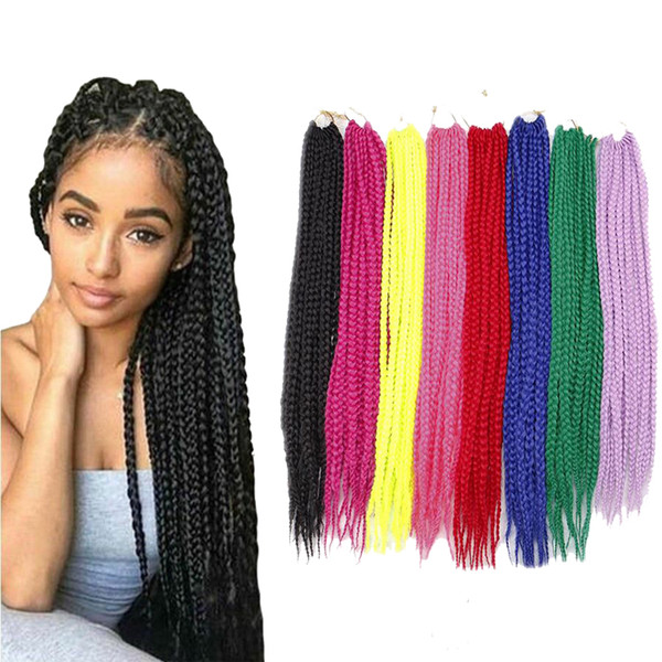 24Inch Box Braids Crochet Braids Braiding Hair Extensions 22 Strands 1 Pack Synthetic Hair 3x Box Crochet Braid Hair