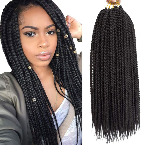 3Packs 18 inch Box Braids Crochet Hair Small Synthetic Hair Extensions Dreadlocks 22 strands/pack Twist Crochet Braids Braiding Hair