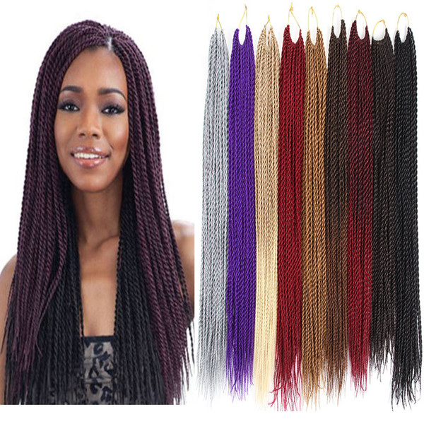 Pure Color Synthetic Crochet Braids Hair Extensions 12 Strands or 30 Strands/ Pack Kanekalon Fiber Twist 18 inch 22 inch