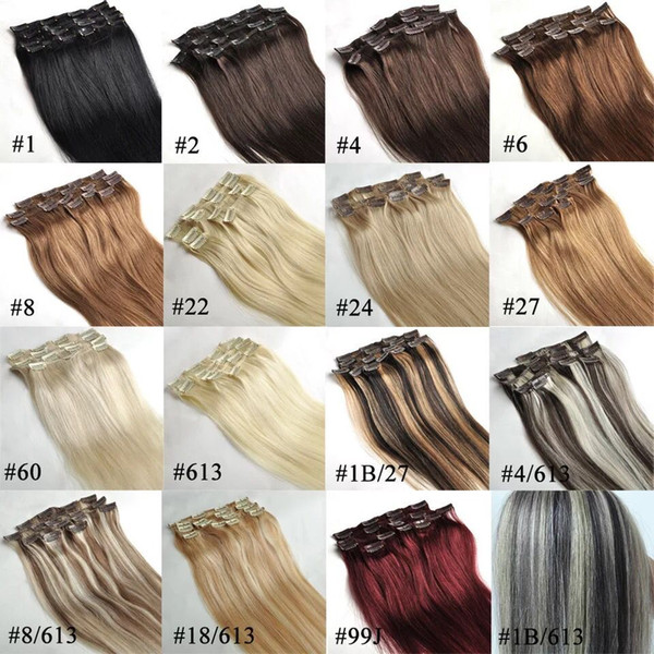 Hot selling 24 inch 130g 7pcs lot synthetic clip in hair extension with 16 clips easy to wear and take off clip on extension