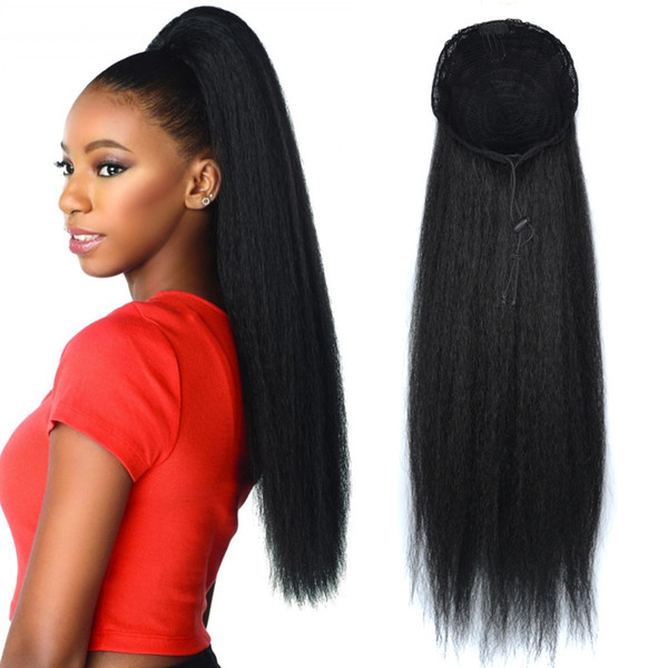 Rebeauty 20 Inch Drawstring Ponytail Hair Extensions Synthetic Long Kinky Straight Ponytail Extension Clip in on Ponytail Hair Hairpiece