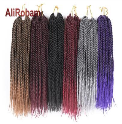 Senegalese Twist Crochet Hair Ombre Brown Braids Low Temperature Fiber Synthetic Braiding Hair Extensions 22Roots/pack