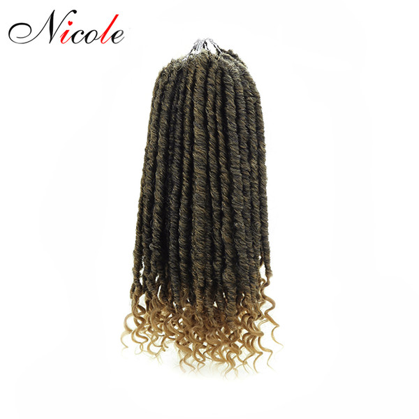 Nicole Goddess Faux Locs Crochet Ombre Curly Braiding Hair 85g/pack 18 Inch Soft Goddess Synthetic Crochet Braids Hair Extension