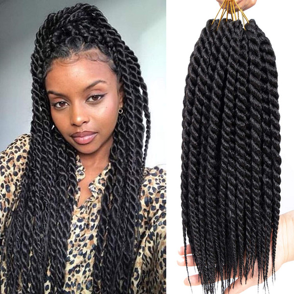 18inch Havana Twist Crochet Hair Havana Mambo Twist Crochet Braids Jumbo Senegalese Twist Synthetic Crochet Braiding Hair Extensions