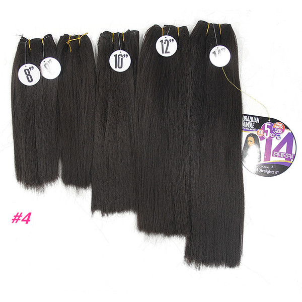 short synthetic hair bundles Yaki Straight Hair Weave Bundles dark brown Kinky Straight 8-14inch Black Synthetic Sew In Hair Extensions