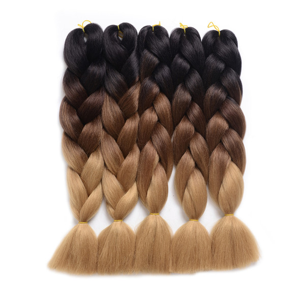 Synthetic Braiding Hair Extensions Kanekalon Ombre Twist Braiding Hair High Temperature Hair Extensions 5Pcs/Lot 100g/Pc 24