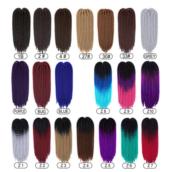 Ombre Havana Mambo Twist Braid Hair 24inch 120g 12 Roots Synthetic Braiding Crochet Hair Free Shipping