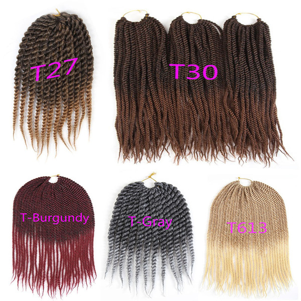 Synthetic Crochet Braids Hair 12 or 30 Strands/Pack Ombre Two Tone 18 inch 22 inch Kanelalon Fiber Twist