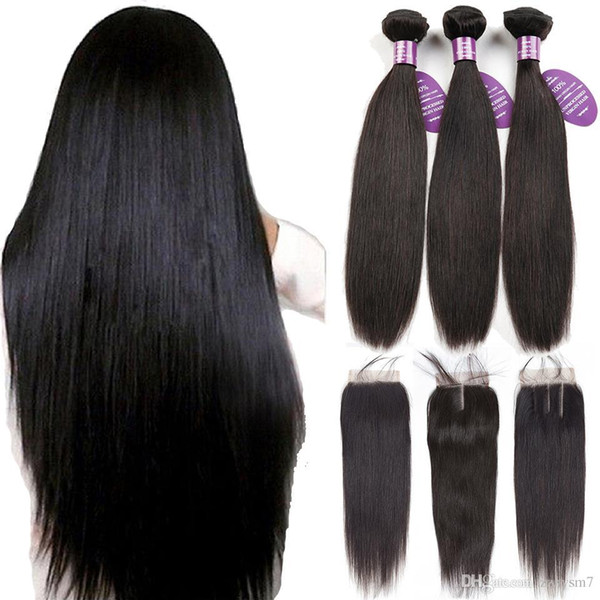 Queenlike Peruvian Hair Bundles With Closure Non Remy Weft 100% Human Hair 3 Bundles Straight Hair Bundles With Closure