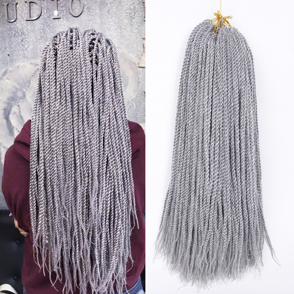 Crochet senegalese twist Braids Pure/Ombre Grey Brown Braiding Hair Extensions African American Woman Synthetic Braided Hair 30Roots/pack