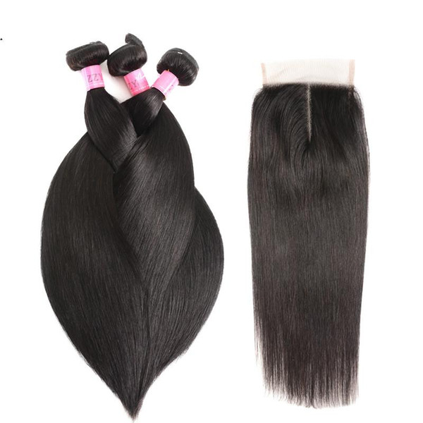 FashionStraight Hair Bundles with Closure Peruvian Hair 3pcs Non Remy Human Hair Bundles With Closure