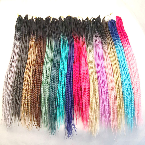 Synthetic Braiding Hair Ombre Senegalese Twist 24inch Two Tone Crochet Braiding Synthetic Hair Extensions Customized Color