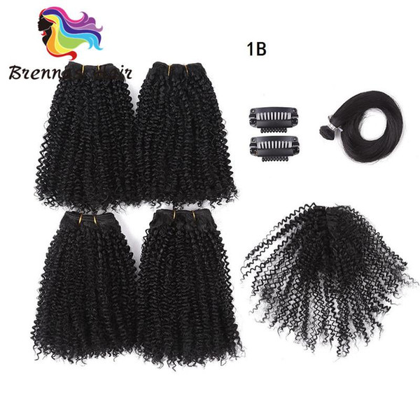 Retro Glam&Vibe Real Hair Feel Kinky Curly Synthetic 4 extensions with closure one pack full head #1B #2 #4