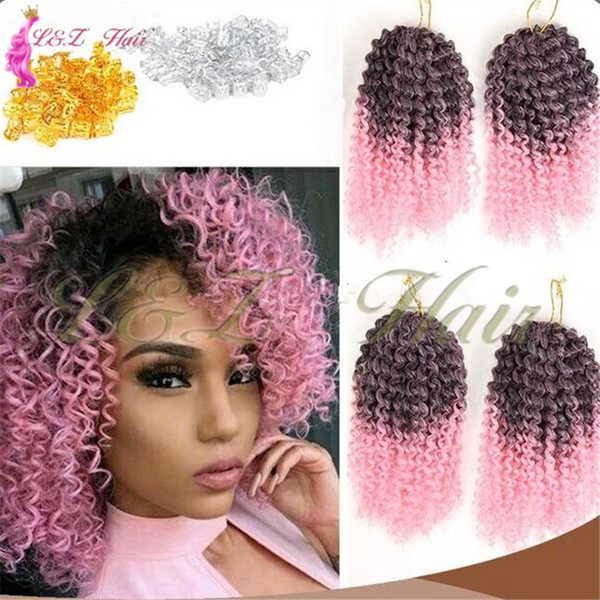 8inch Curly Hair Extensions Crochet Braids Synthetic Marley Ombre Crochet Braid Synthetic Braiding Hair Extensions for Women