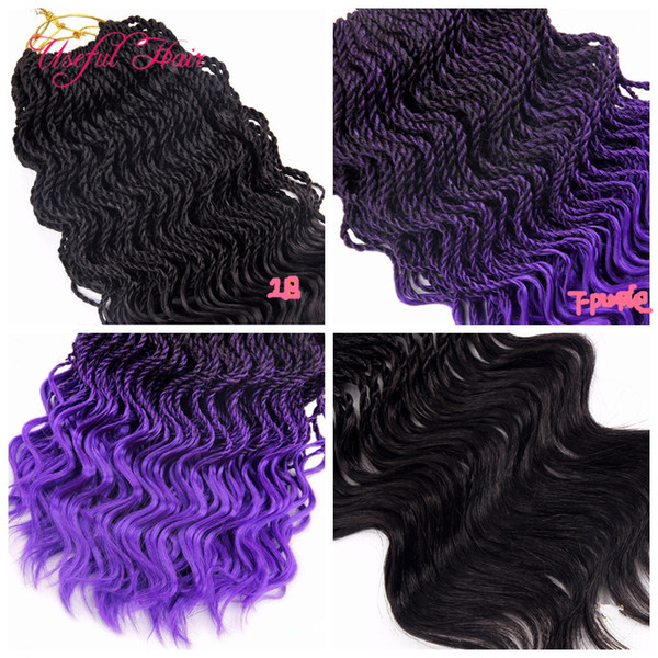 free shipping spring curl Pre-Twisted Senegalese Crochet Braids hair 16inch half wave kinky curly hair extensions synthetic braiding hair