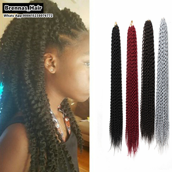 24 inch Curly Crochet Hair Extensions 2X Pre-loop Island Twist Crochet Braids Synthetic Braiding Hair twisted african braids senegales twist