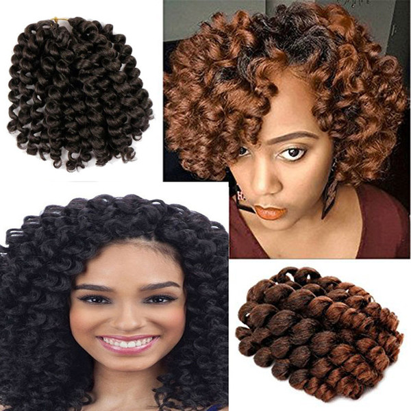 5 Packs 8 Inch Wand Curl Crochet Braids Synthetic Hair Jamaican Bounce Curls Crochet Hair African Curly Twist Braiding Hair for Black Women