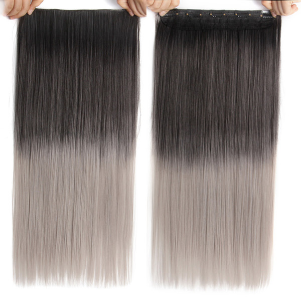 5clips In Blond Hair Extensions Long Straight 22inch Synthetic Black Brown In False Hairpieces Clips For Women 26 Colors