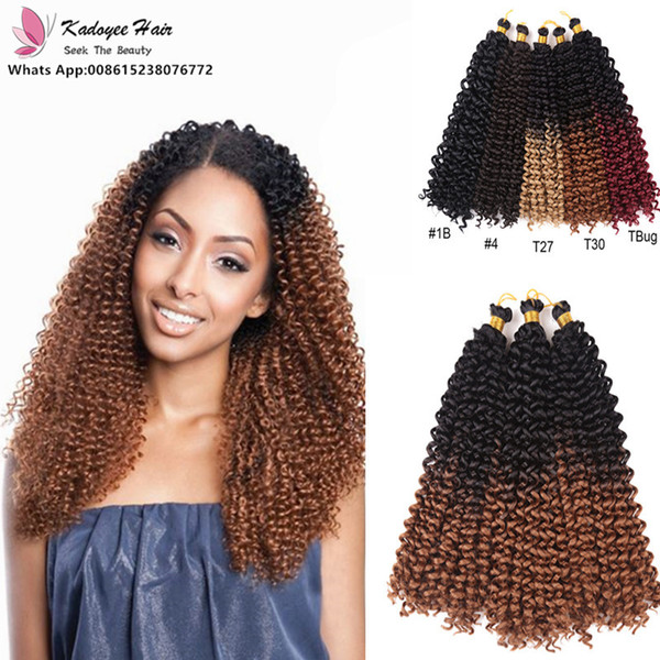 14inch Kinky Curly Crochet braiding Hair Extension jerry curly ombre two tone blonde synthetic braiding hair bundles