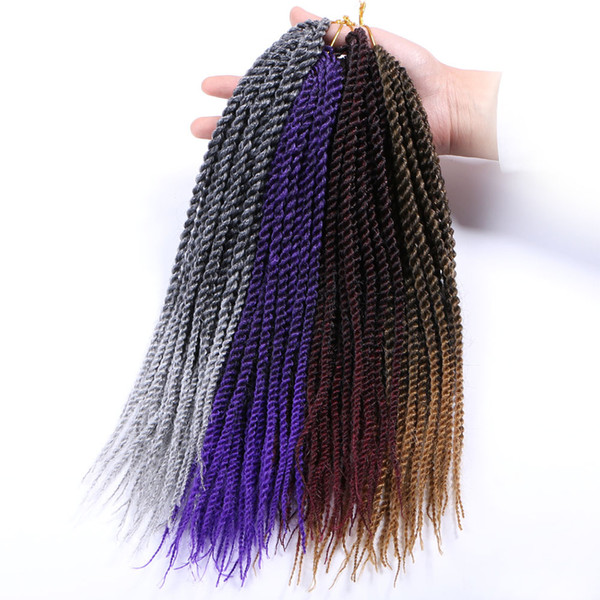 crochet braids 30roots 14 18 22 inch Senegalese Twist Two Tone Crochet Braid Hair Extensions Ombre Kanekalon Synthetic Braiding Hair