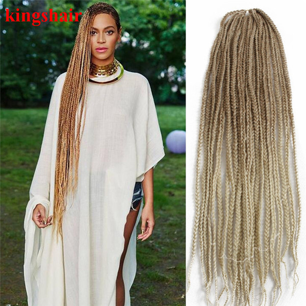 30 inch box braid Ombre Blonde Synthetic Braiding Hair extension Kanekalon Fiber Bulk braid Crochet braids 20 Roots/pack