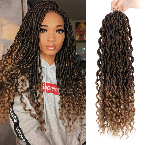 Hot! Goddess Locs Crochet Braids 18 Inch Soft Natural Kanekalon Synthetic Hair Extension 24 Stands/Pack Goddess Faux Locks Hair for Women