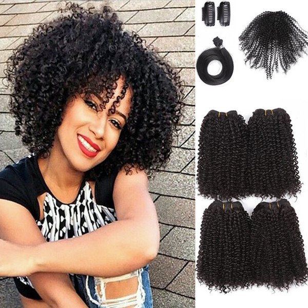 Synthetic Hair 5 bundles with closure afro kinky curly small mini curl hair wefts for black women jerry curly weaves uk usa nigeria