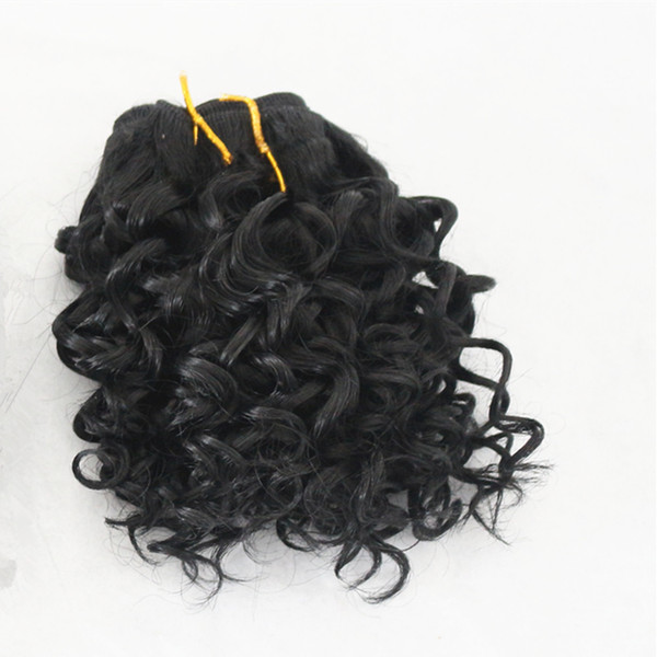 Hot sell Short curly Hair Weft natural Black 1B color High Temperature synthetic Hair Extension free shipping