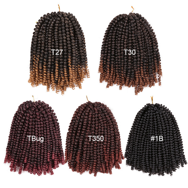 8 inch Crochet Braids Ombre Spring Twist Hair Kanekalon Synthetic Hair Extensions Braids 110g/pack for women