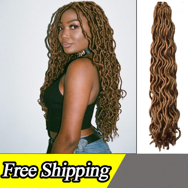 20inch Goddess curly faux locs crochet braids hair extension locks Synthetic Hair extension Free Shipping for Sale