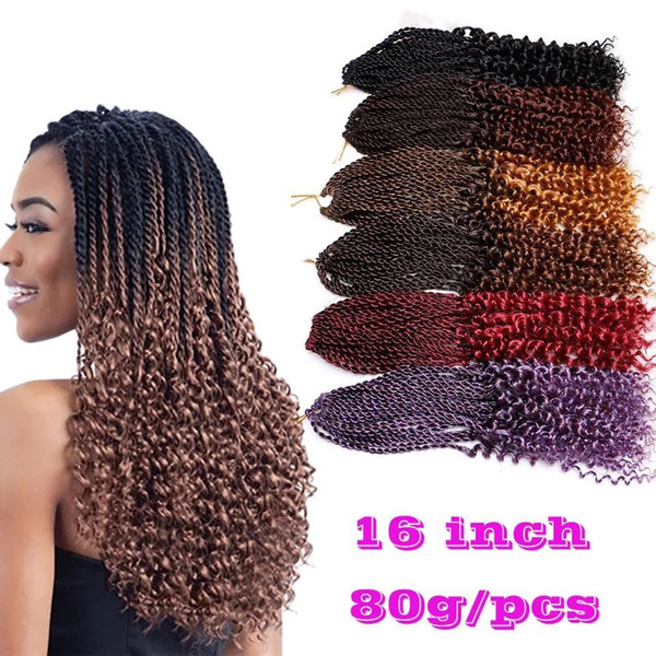 Pre-Twisted curl Kanekalon Kinky Dreadlocks Crochet hair Afro Hot 16 inch Synthetic Twist Braiding Hair Extensions Jerry Curly Faux Locs