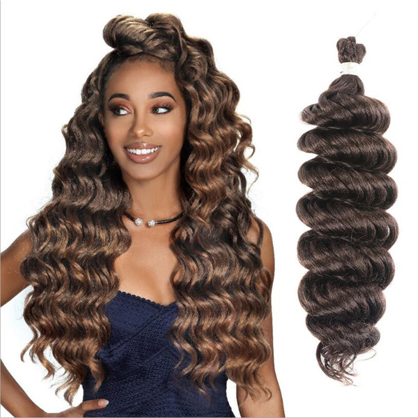 18Inch Ocean Wave Synthetic Hair Bundles 100% Kanekalon Heat Resistant Wavy Hair Weaves Deep Ripple Crochet Braids Fiber Hair Extensions 60g