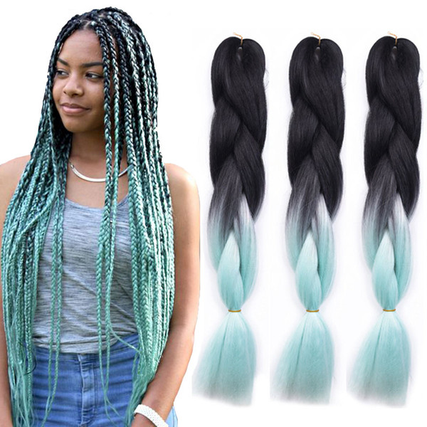 Synthetic Braiding Hair Ombre Two Tone Crochet Braids Expression Braiding Hair Extensions 24 Inch 100g High Temperature Fiber Braiding Hair