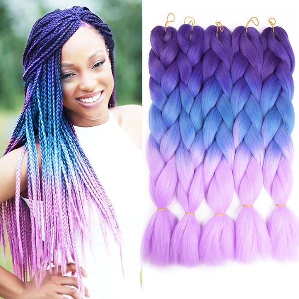 Xpression Braiding Hair Three Two Color Mixed Box Braids Coloridas Crochet Hair Extensions 165g/pack Kanekalon Braiding Hair Wholesale