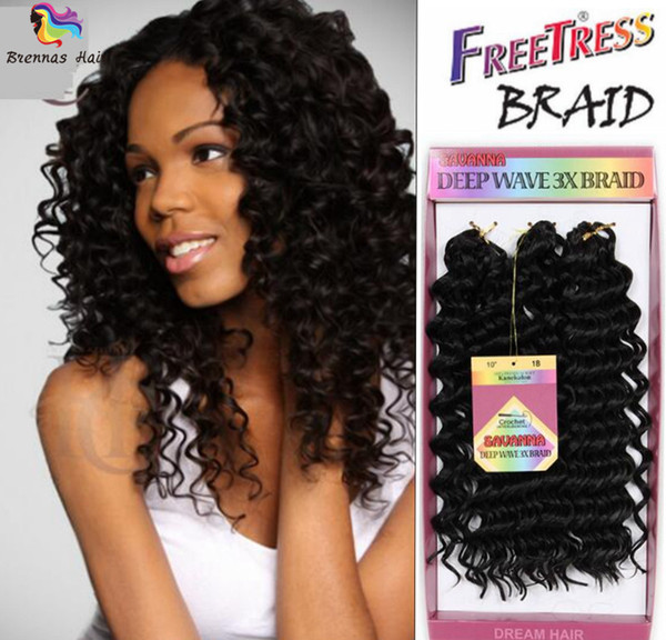 Hot Selling Short 10inch hairstyles 3x savana deep wave jerry curly twist hair for braiding twist synthetic freetree hair extension braids